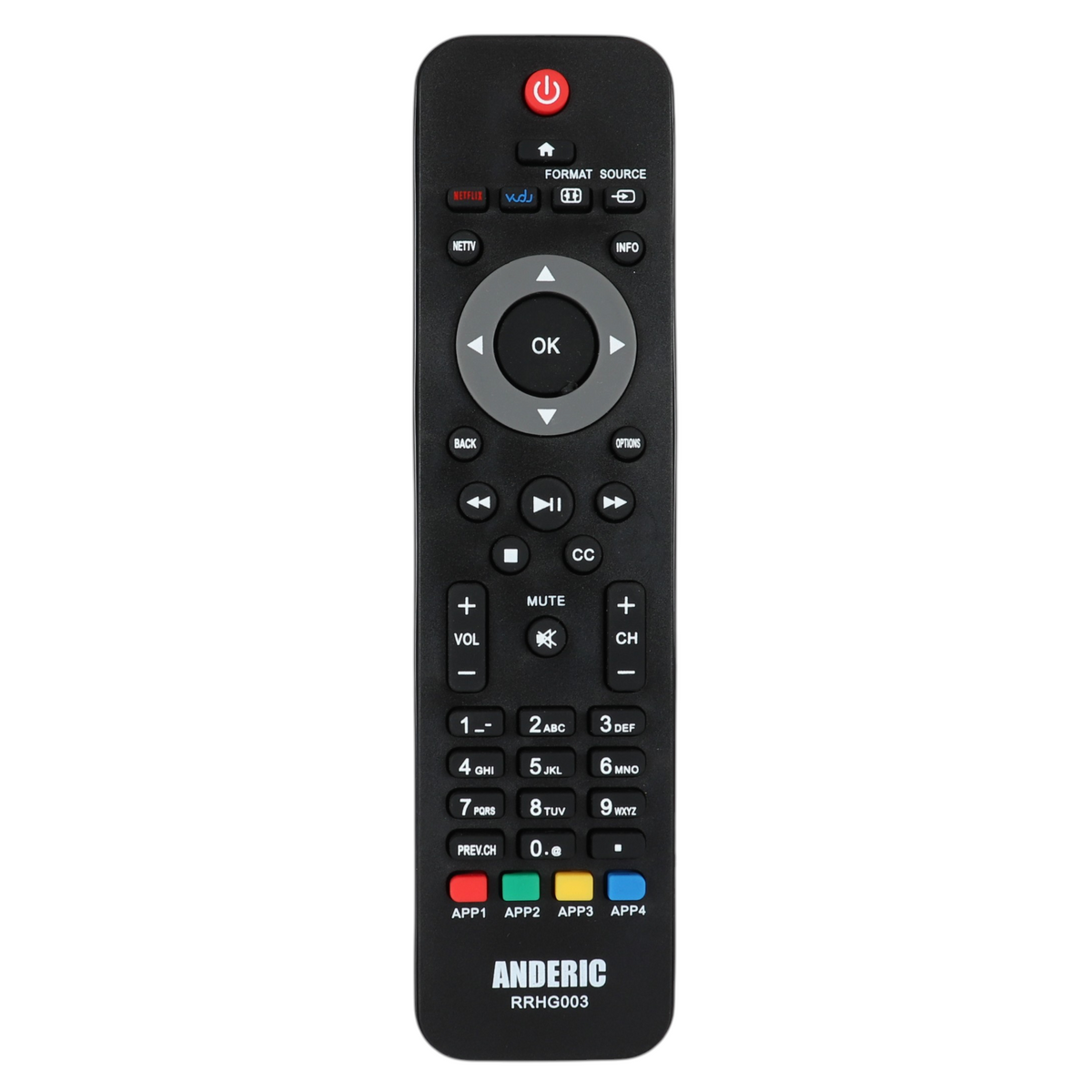 Anderic RRHG003 Replacement Smart TV Remote Control for Philips | URMT39JHG003, URMT42JHG003, URMT39JHG004
