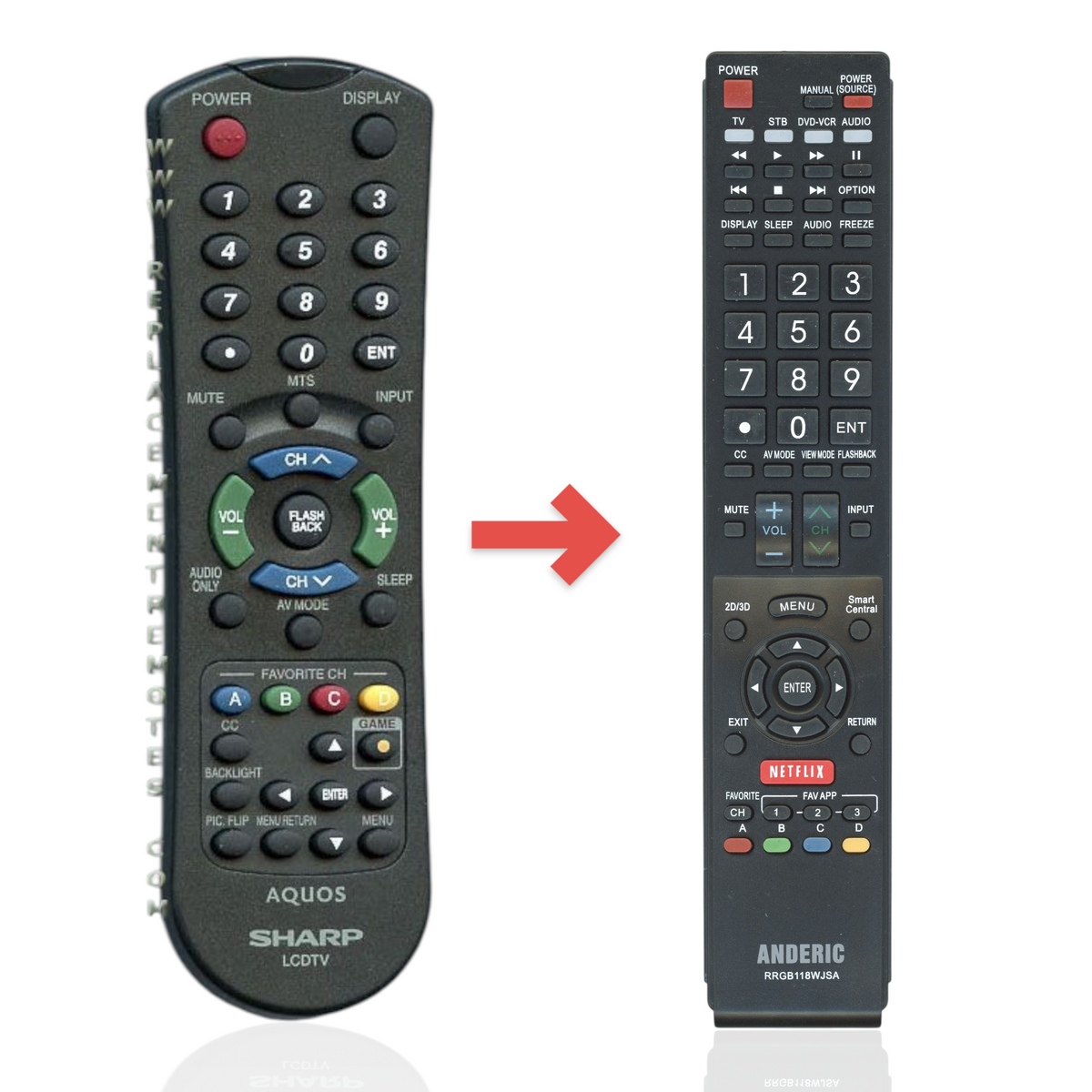 Sharp RRMCGA546WJSA TV Remote Control