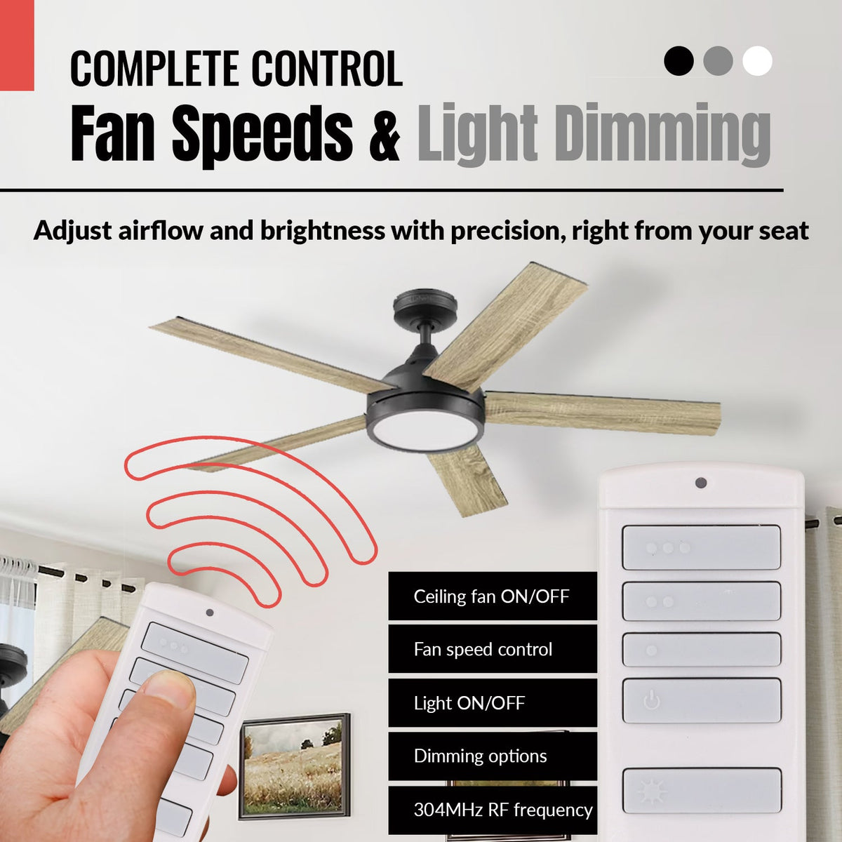 Anderic Boltz I & II Replacement Ceiling fan Kit for Harbor Breeze | MR173B Receiver, A25-TX00i Remote - RRTX00I-RRMR173B-KIT
