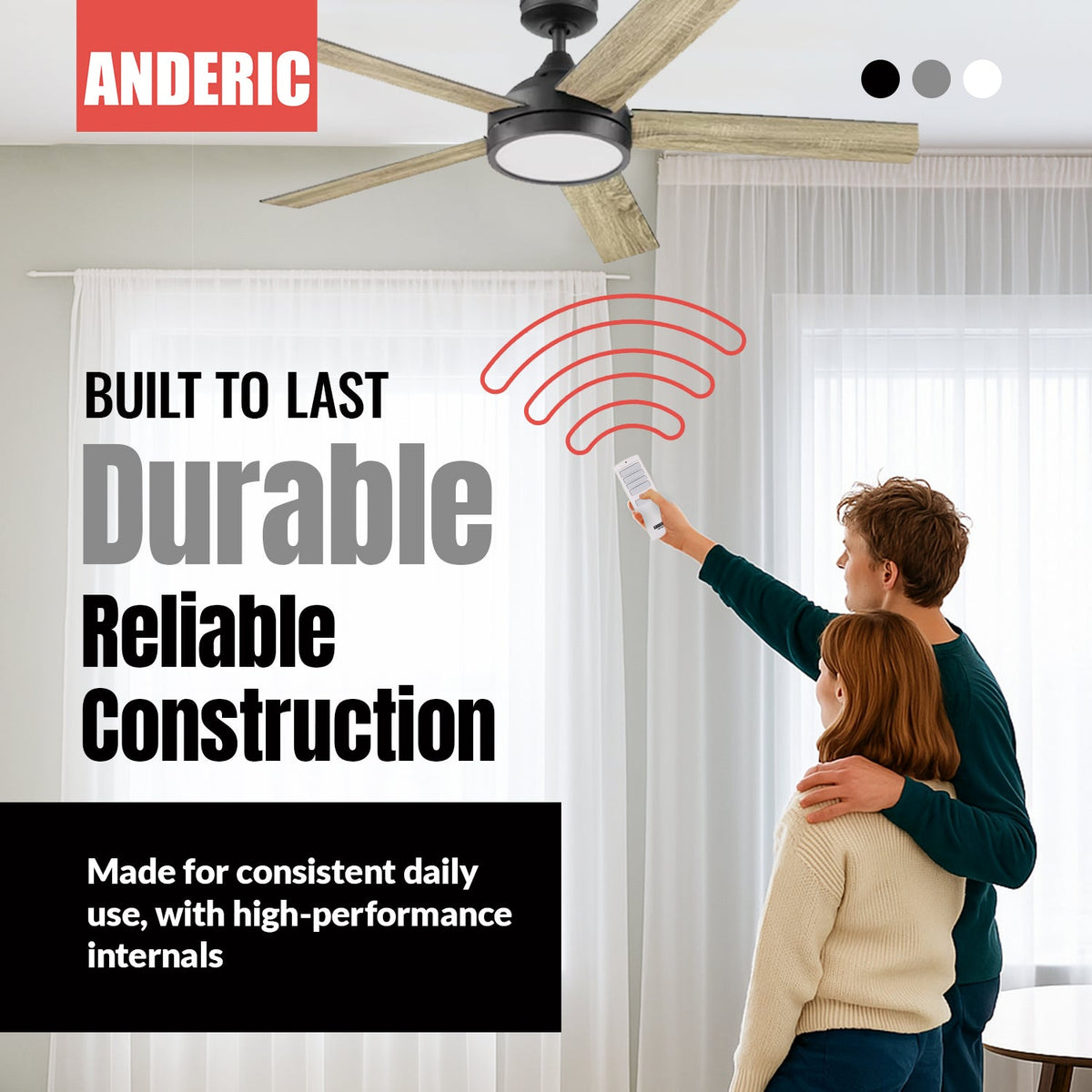 Anderic Boltz I & II Replacement Ceiling fan Kit for Harbor Breeze | MR173B Receiver, A25-TX00i Remote - RRTX00I-RRMR173B-KIT