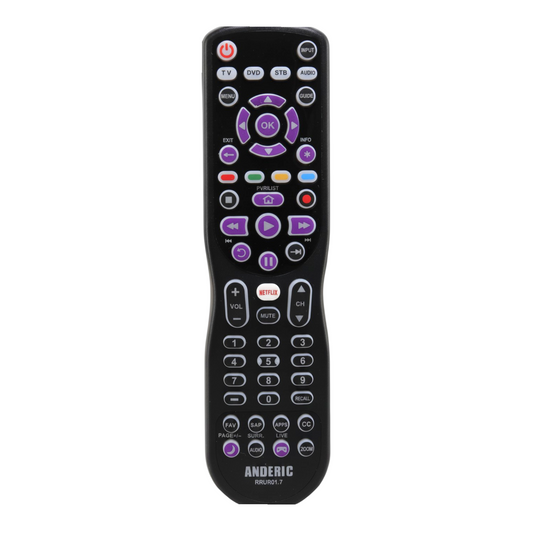 Anderic RRUR01.7 4-Device Universal Remote Control for Roku Streaming Players & Roku TV's with Backlighting, Learning, and Macro