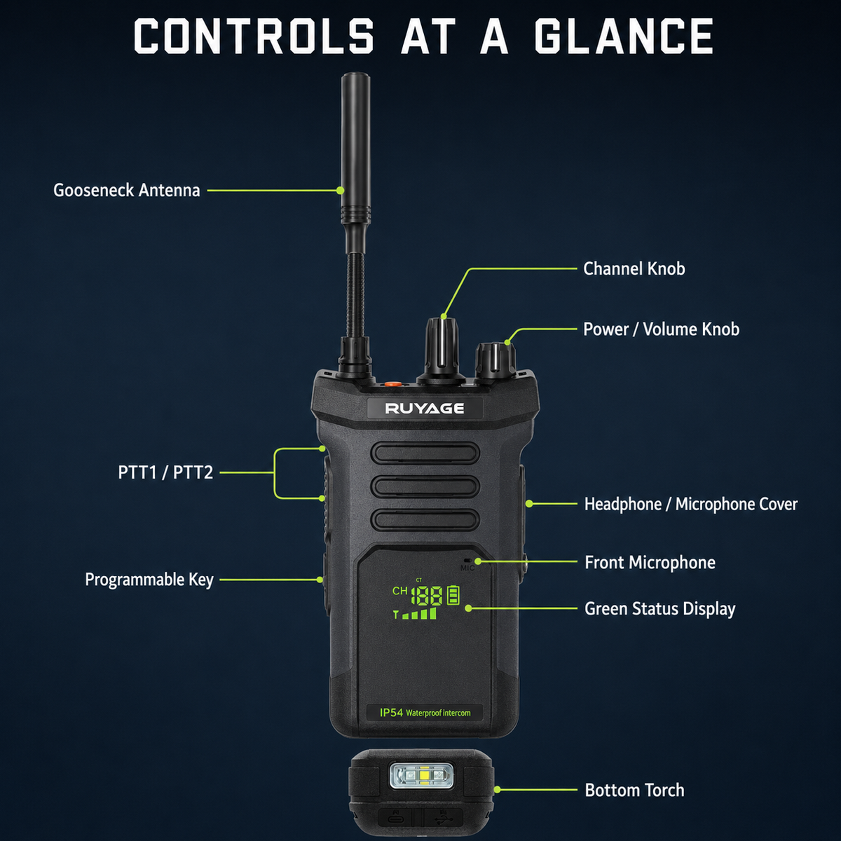 Ruyage Radio Analog Signal 20W Walkie-Talkie(RT10)