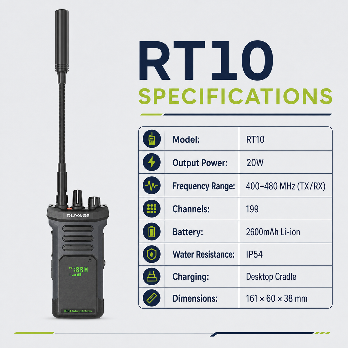 Ruyage Radio Analog Signal 20W Walkie-Talkie(RT10)