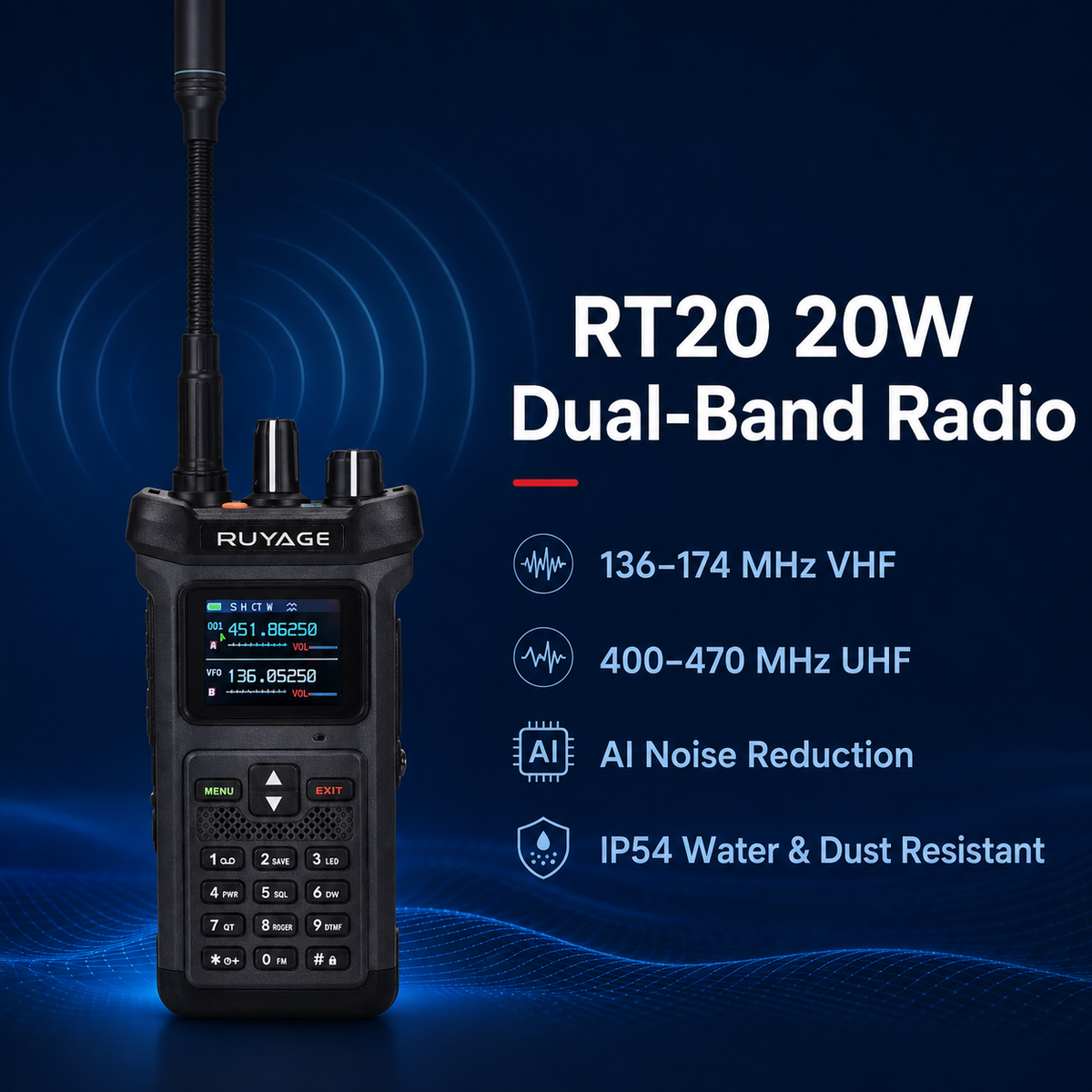 Ruyage Radio Analog Signal 20W Walkie-Talkie(RT20)