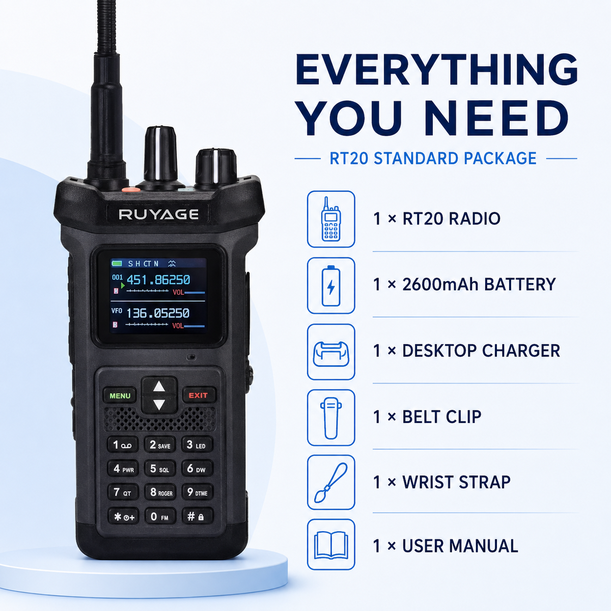 Ruyage Radio Analog Signal 20W Walkie-Talkie(RT20)