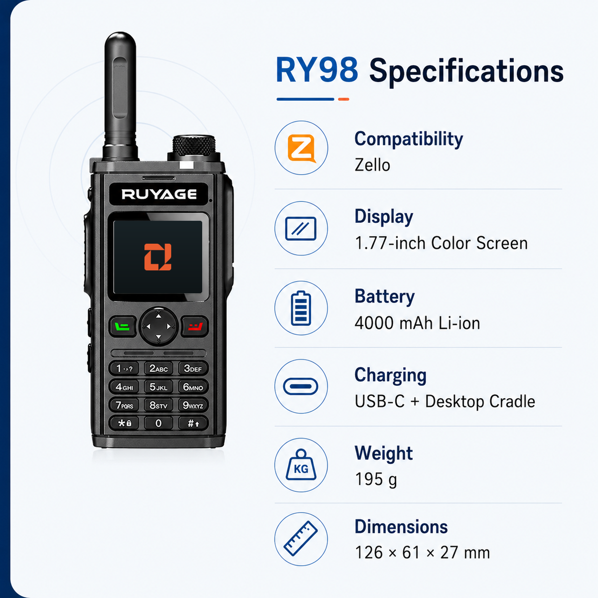 Ruyage Radio Zello Walkie-Talkie(RY98)
