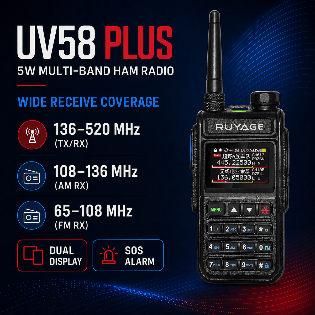 Ruyage Radio Analog Signal 5W Walkie-Talkie(UV58plus)