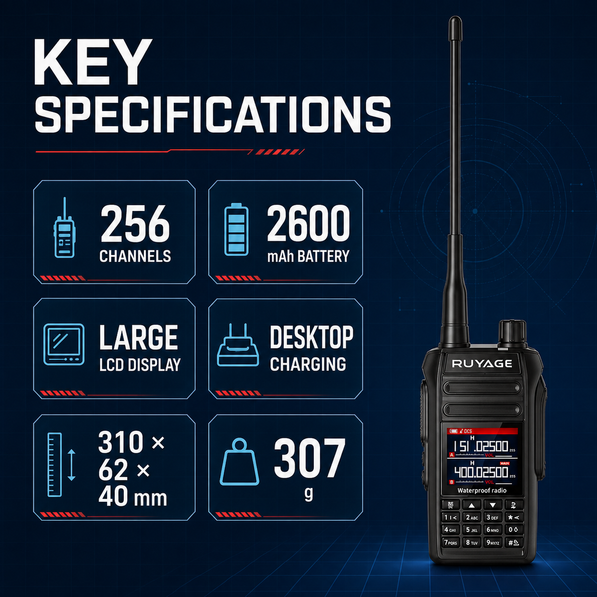 Ruyage Radio Waterproof Walkie-Talkie(UV5D)