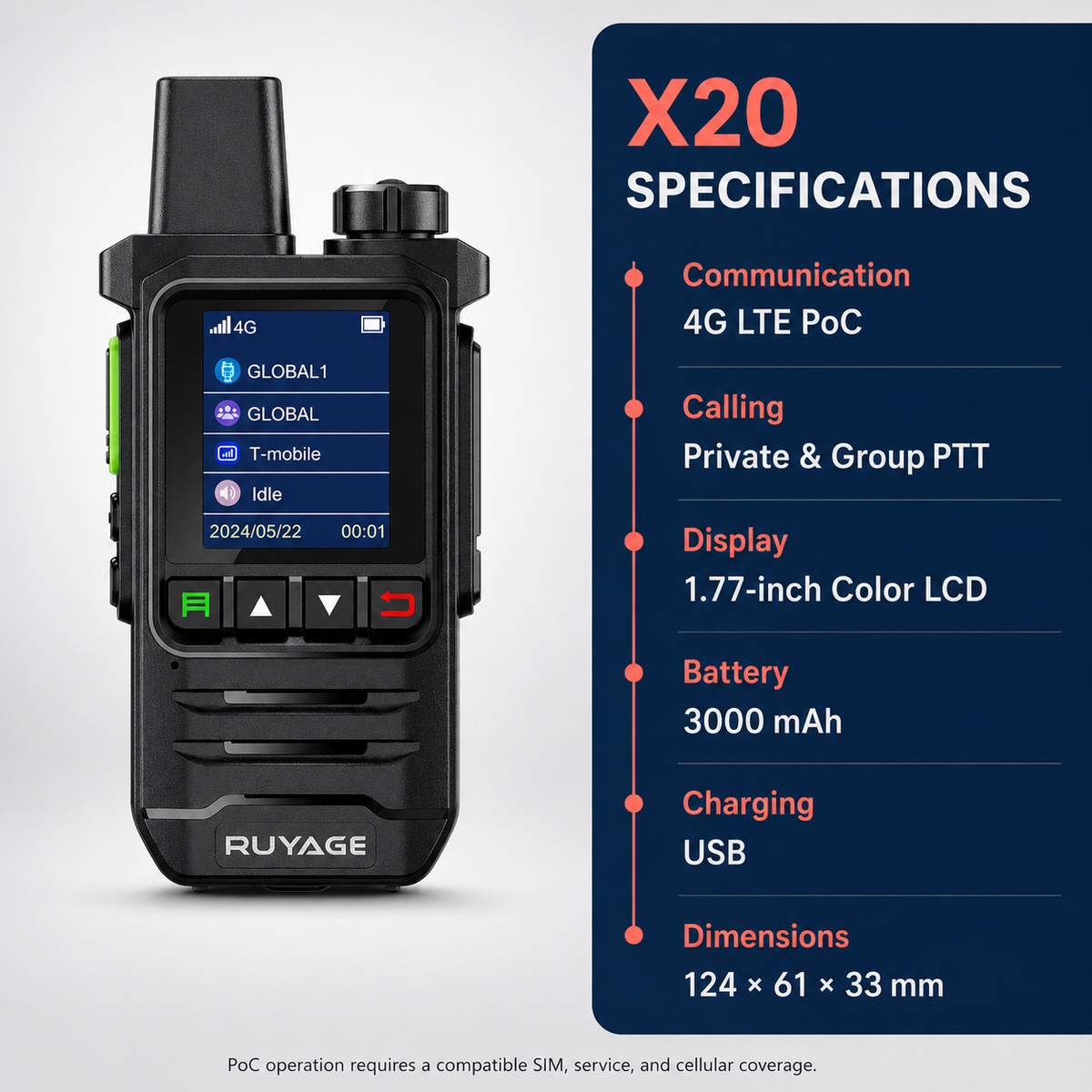 Ruyage Radio Nationwide PTT Walkie-Talkie(X20)