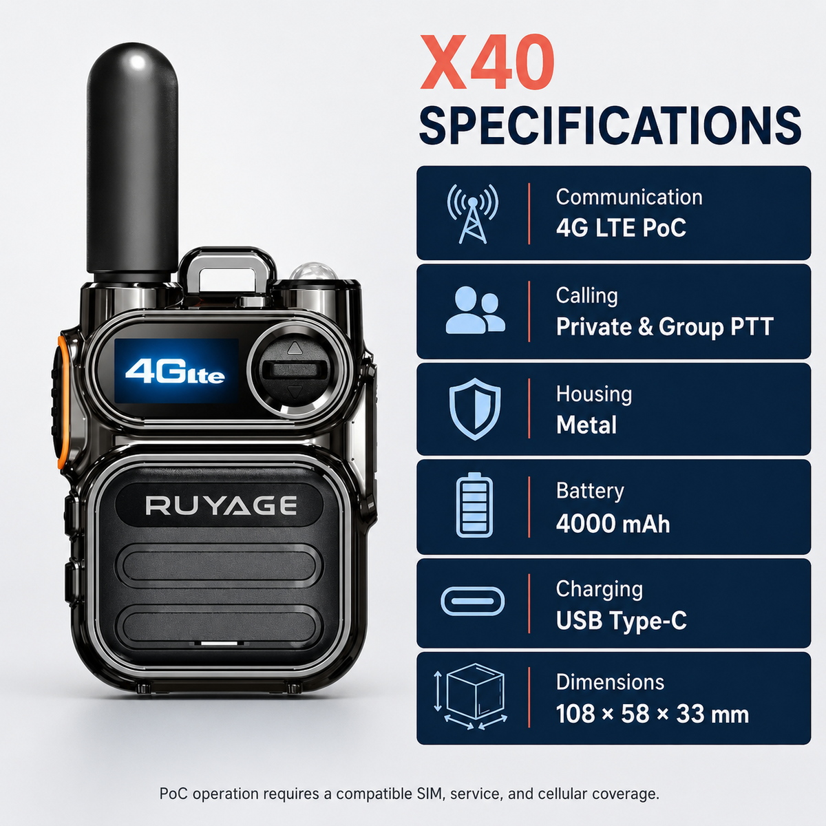 Ruyage Radio Nationwide PTT Walkie-Talkie(X40)