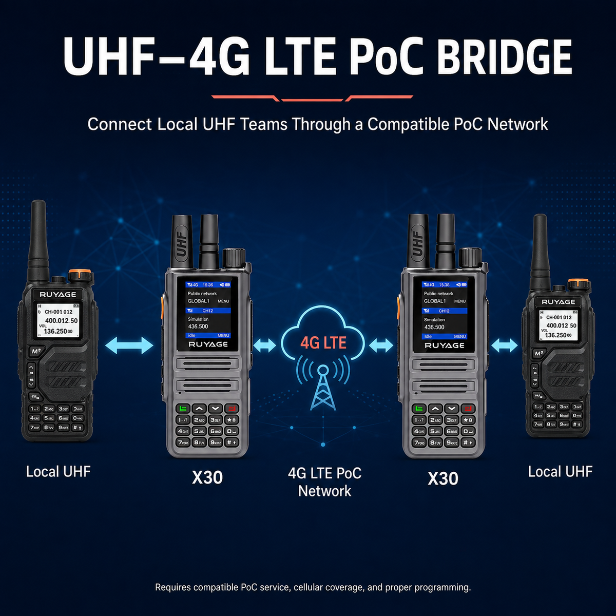 Ruyage Radio Nationwide PTT Dual-Mode Walkie-Talkie(X30)