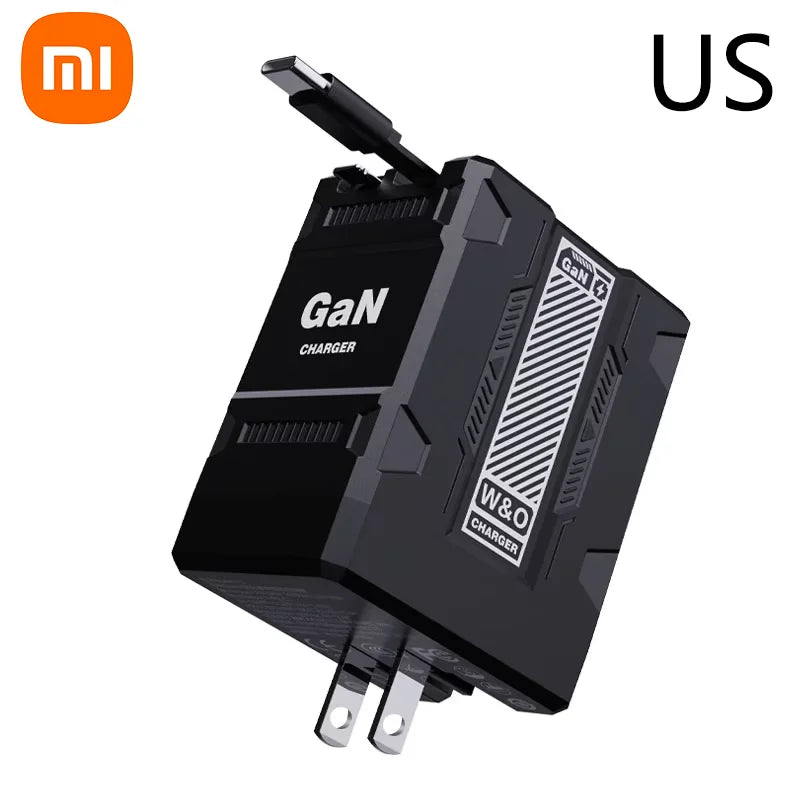 Xiaomi 120W GaN Fast Charger Compatible  With Retractable Type-c And Ligtning Cable Portable Adapter For Iphone 16 Ipad Macbook