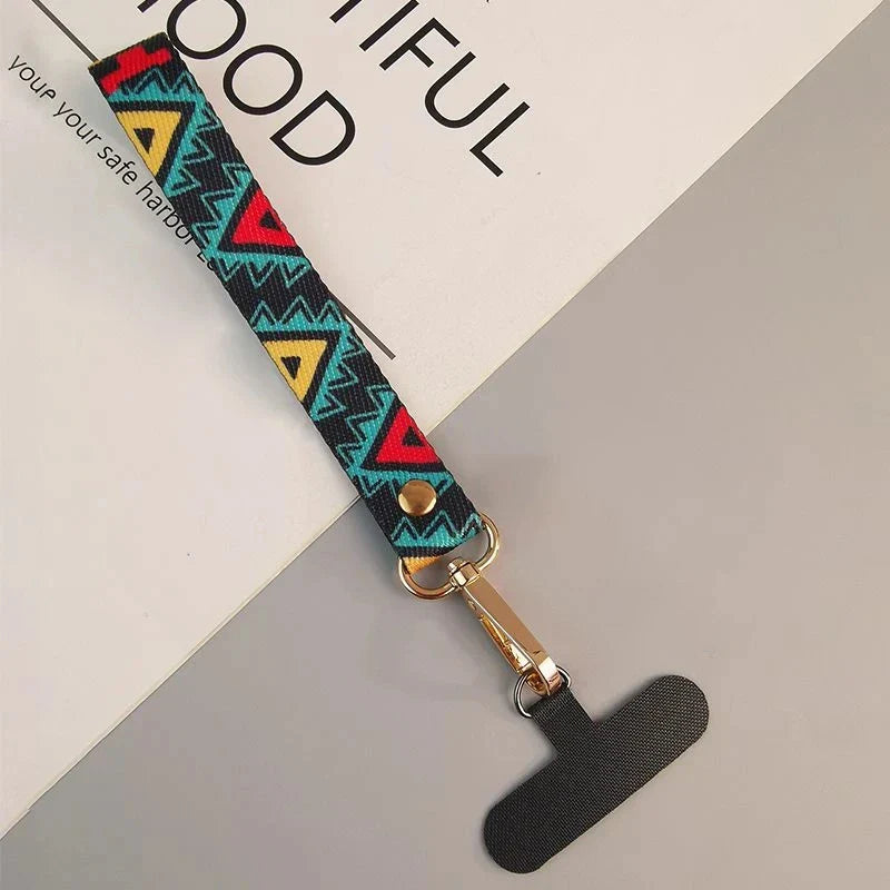 Universal Phone Clip Antilost Retro Pattern Strap Crossbody Long Strap Adjustment Length Hanging Neck Strap Mobile Phone Lanyard