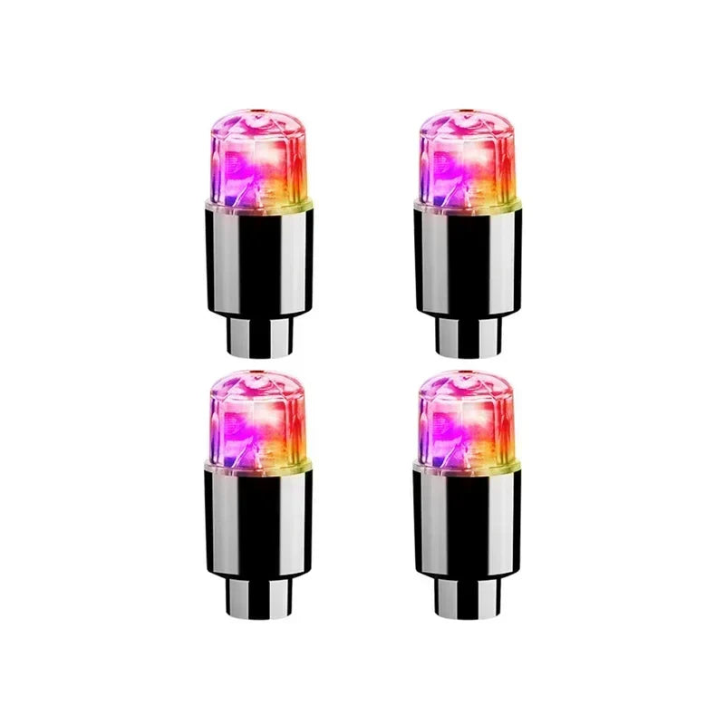 2/4/8Pcs Colorful LED Wheel Lights Car Tire Valve Caps Neon Light Universal Motorcycle Bicycle Valve Cover Auto Accessories