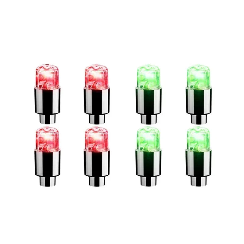2/4/8Pcs Colorful LED Wheel Lights Car Tire Valve Caps Neon Light Universal Motorcycle Bicycle Valve Cover Auto Accessories