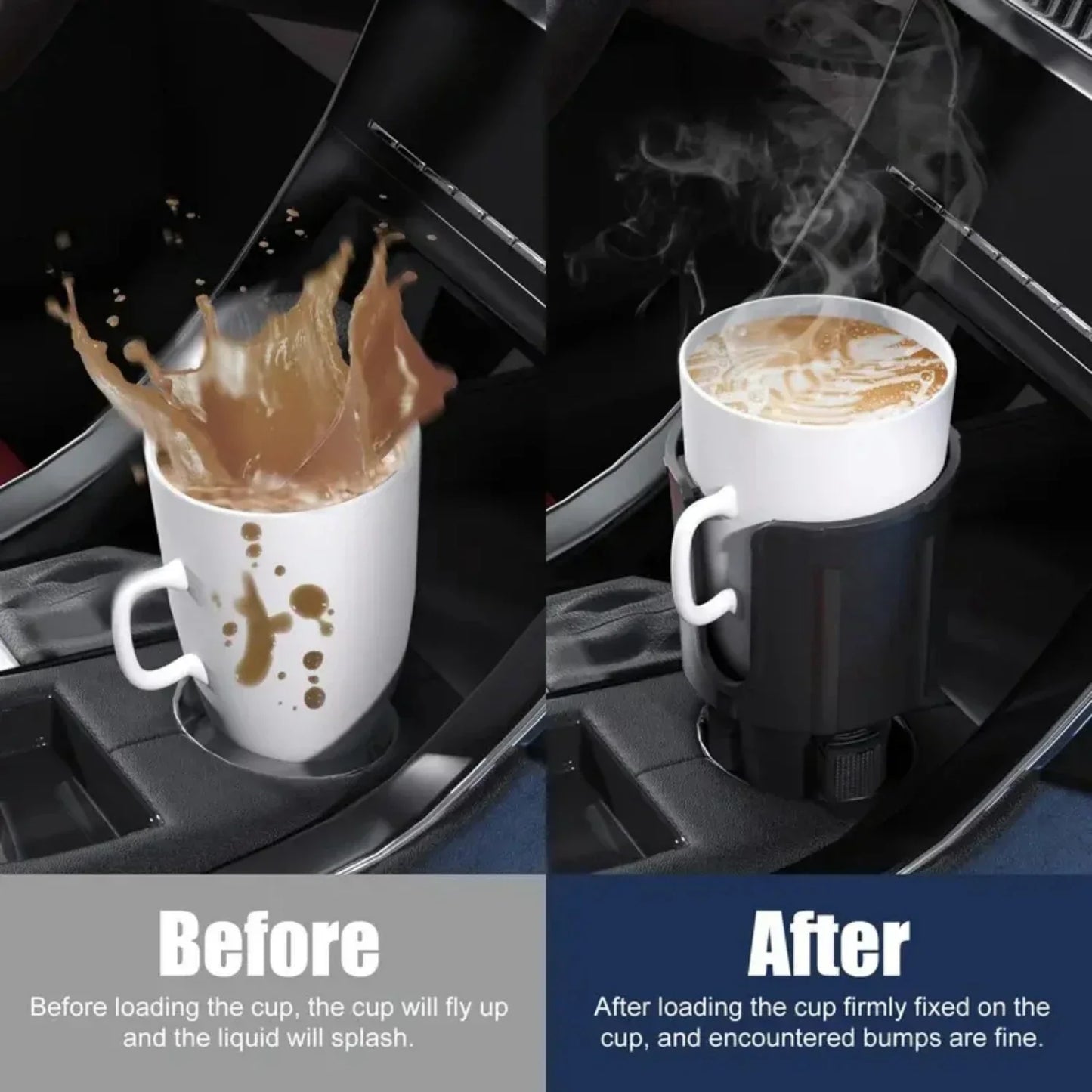 VIKEFON Upgraded Car Cup Holder Expander with Adjustable Base Stable Auto Bottle Support Universal for 6.5CM-10.5CM Cup Holder
