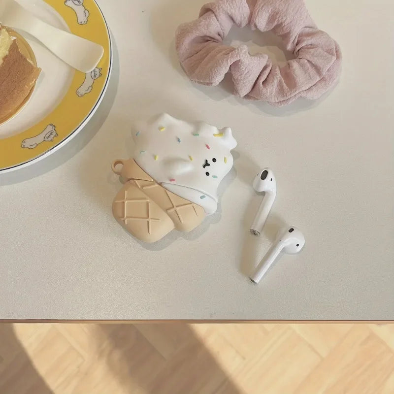 Cute Melting Ice Cream Headphone Protective Case Silicone Material Suitable for AirPods 1/2/3/Pro/Pro2 Headphone Protective Case