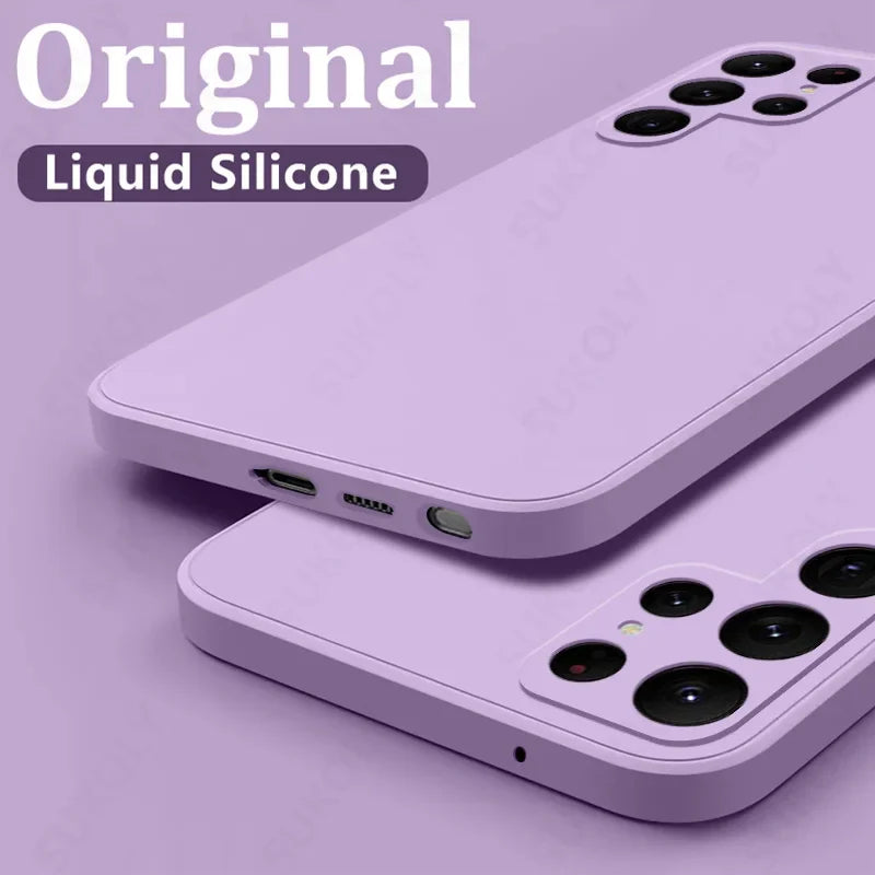 Case For Samsung Galaxy S24 S23 S22 S25 Ultra S24 FE A56 A55 A53 A52 A54 A16 A35 5G Shockproof Liquid Silicone Phone Cover Coque