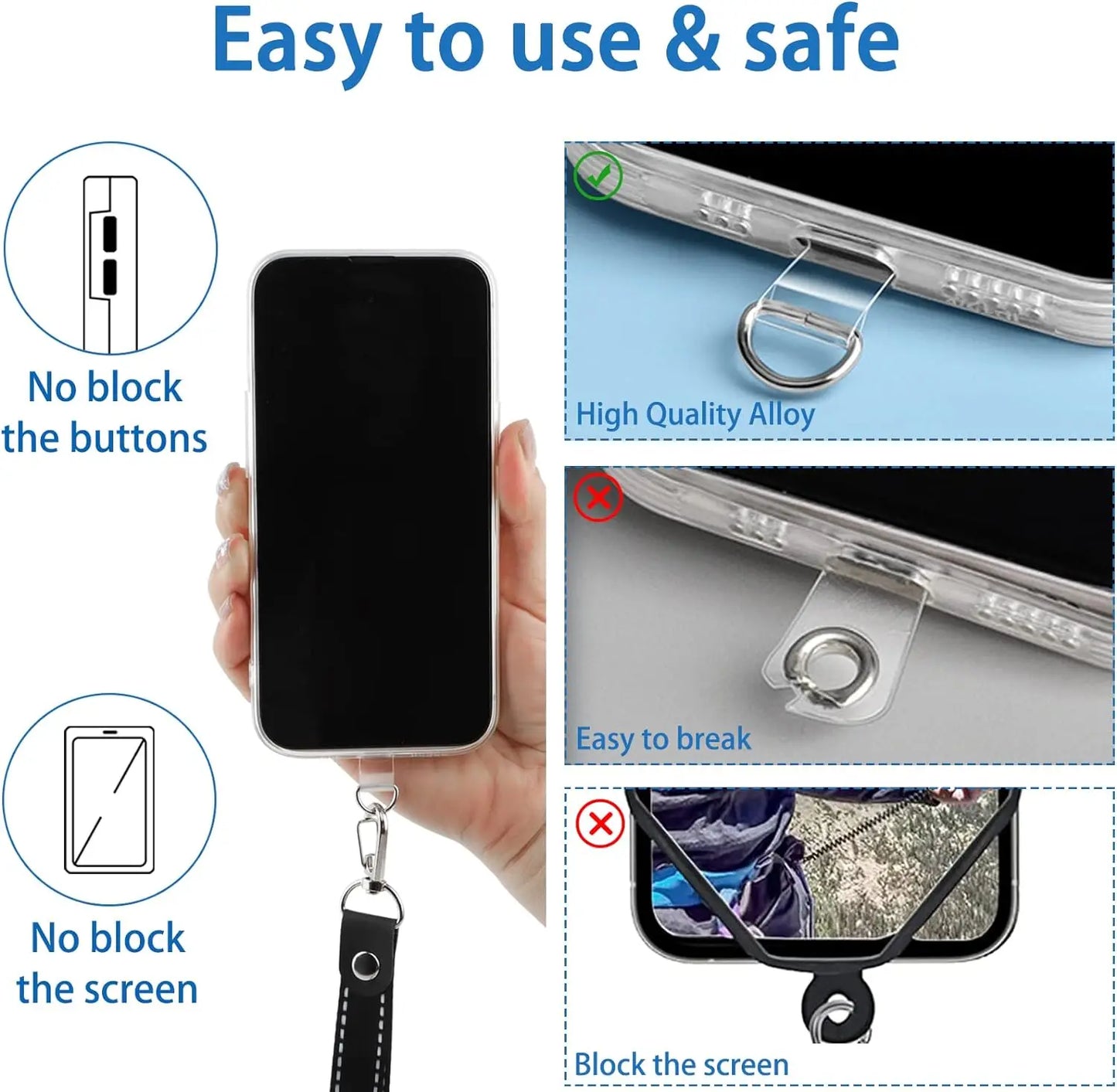 10/5/1Pcs Universal Tpu Mobile Phone Anti-lost Lanyard Card Gasket Nylon Detachable Phone Hanging Cord Strap Patch Tether Pad