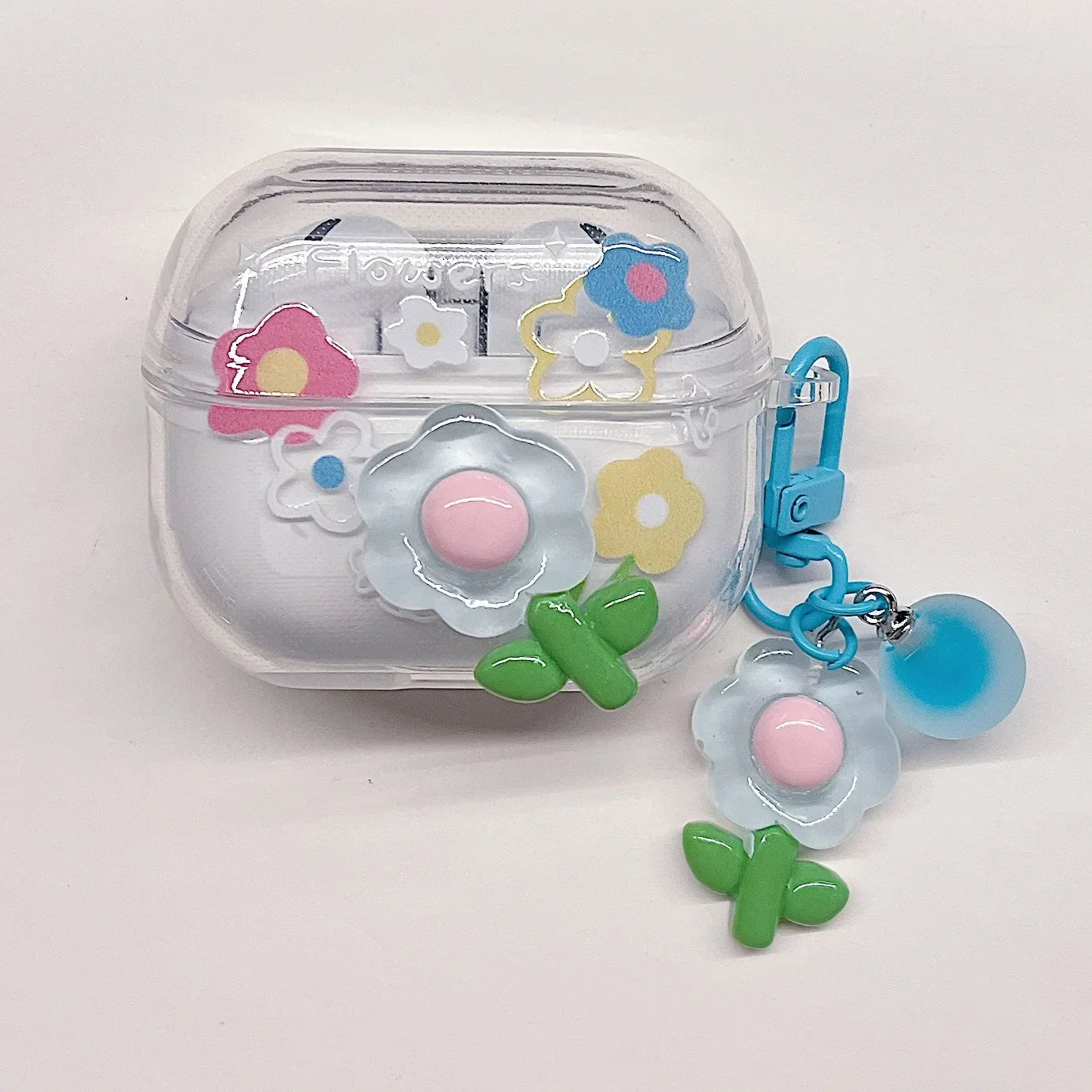 Cartoon KT Case for Samsung Galaxy Buds 3 Pro Transparent Flower Wireless Headphone Cover for Samsung Buds3 Protective Cover