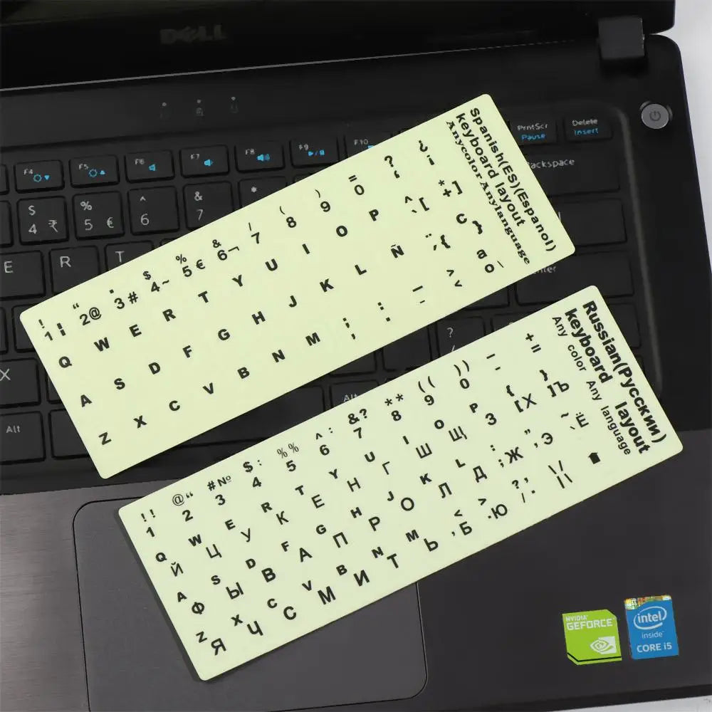 Spanish,Russian,Arabic,French,English etc Language Fluorescent Keyboard Stickers Luminous Waterproof Keyboard Protective Film