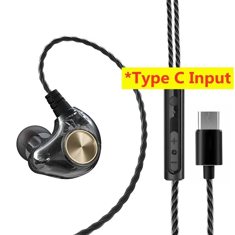 Dynamic HiFi Wired Earphone In Ear Monitor Sport Headphones Bass Stereo Gaming Noise Cancelling Headset Music Earbuds With Mic