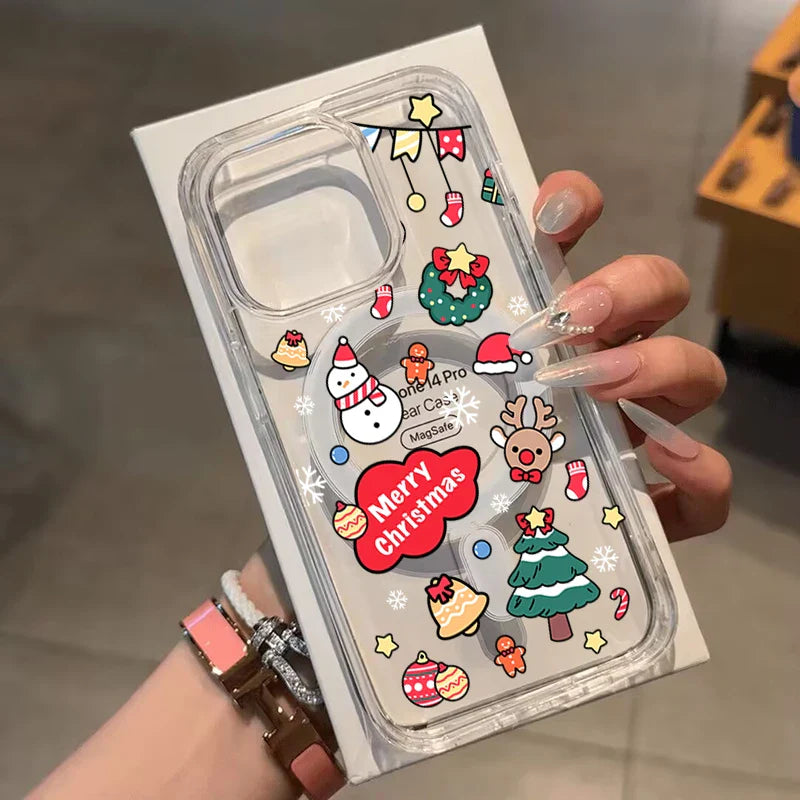 Christmas Santa Claus Magnetic Magsafe Phone Case For Samsung Galaxy S22 S23 S24 S25 FE Plus Ultra Edge Z Flip 3 4 5 6 7 Casing