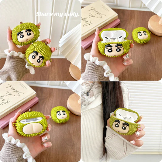 Cute 3D Cartoon Durian Boy Shockproof Protective Earphone Silicone Anime Cover For Airpods Case/Airpods Pro 2 Case Funda
