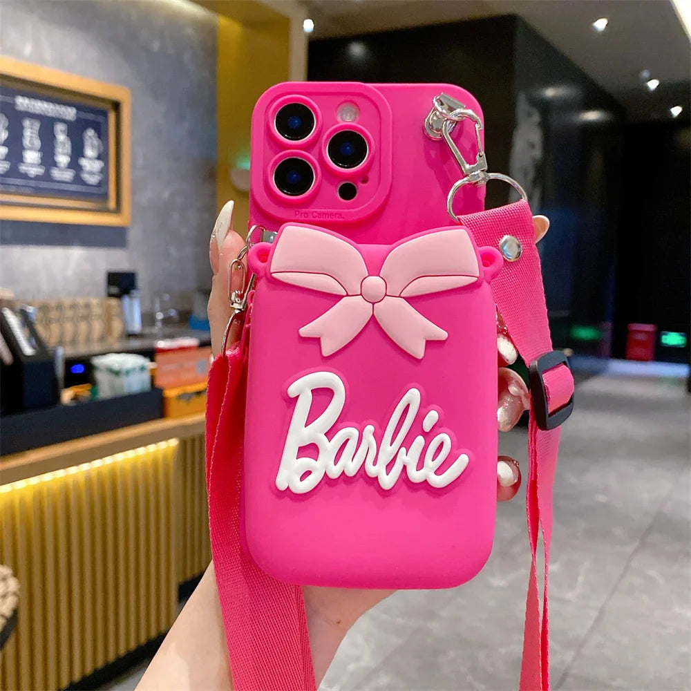 3D Cartoon Capybara Crossbody Strap Coin Wallet Lipstick Bag Phone Case For iPhone 16 15 14 Plus 13 12 11 Pro Max 16ProMax
