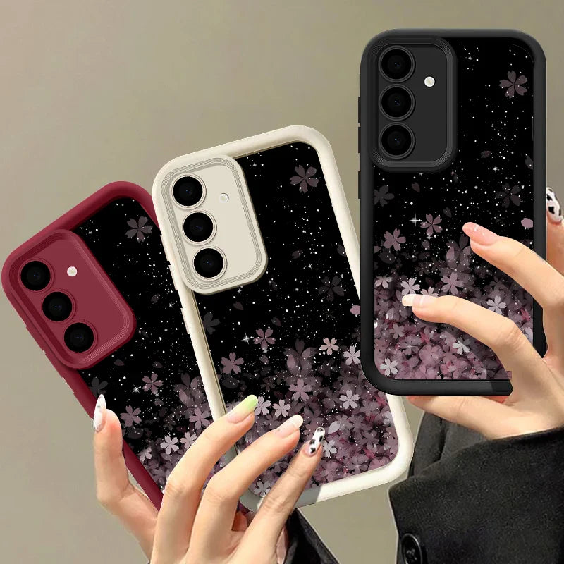 Cherry Blossom Silicone Case For Samsung Galaxy S25 Edge S24 S23 Ultra S24 FE A55 A15 A16 A35 A25 A53 A54 A56 5G TPU Phone Cover