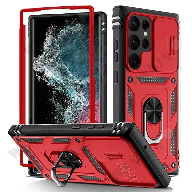 Case For Samsung S25 Ultra S24 S23 S22 Plus S24 FE A56 A55 A36 A35 A15 A16 5G Heavy Duty with Camera 360 Degree Kickstand Cover