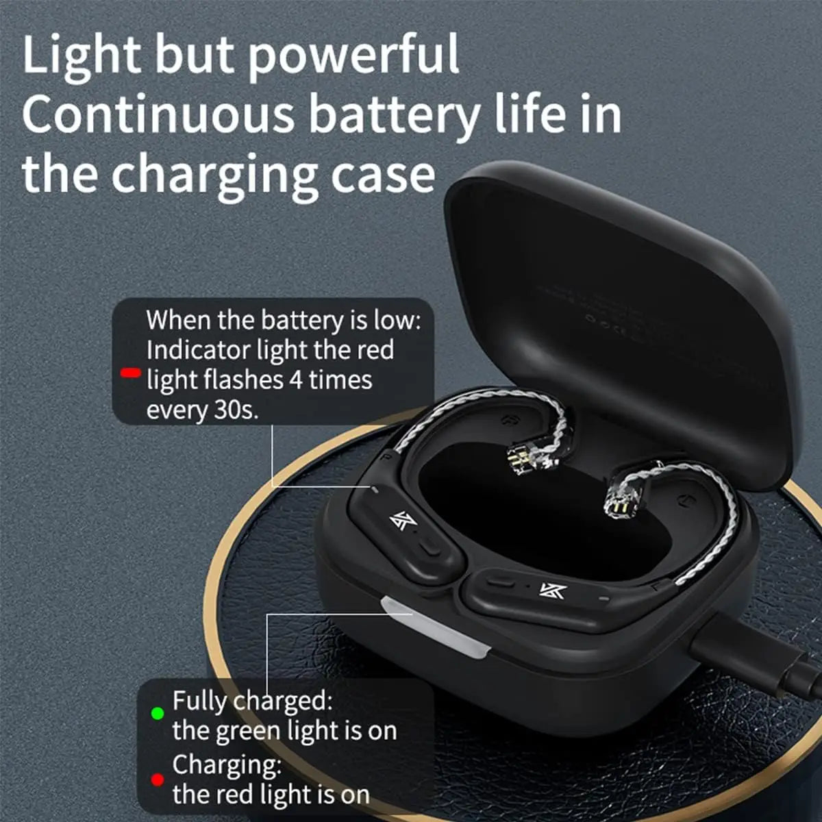 KZ AZ09 Wireless Upgrade Cable Bluetooth 5.4 Noise Reduction Bluetooth Module Upgrade Cable Ear Hook With Charging Case For ZS10