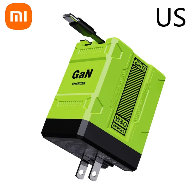 Xiaomi 120W GaN Fast Charger Compatible  With Retractable Type-c And Ligtning Cable Portable Adapter For Iphone 16 Ipad Macbook