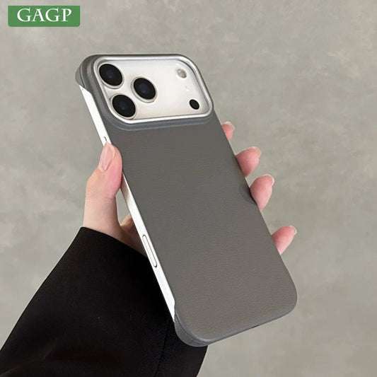 Ultra thin Frameless Case For Iphone 17 Pro Max Matte Leather Texture Cases for IPhone 17 Air 16 15 14 Pro Max 17pro Cover Shell