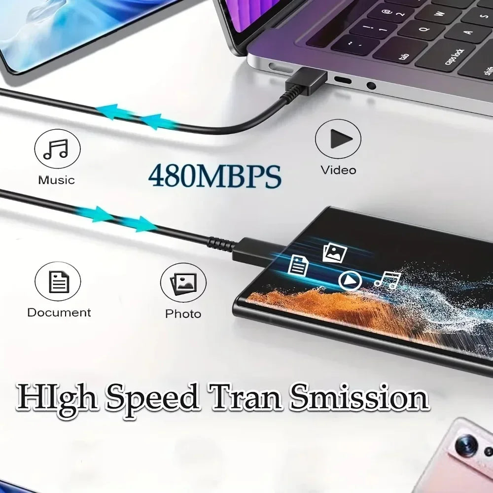 45W PD Charger For Samsung Galaxy S24 S23 S22 Type C Quick Charge USB C to Type C Cable Fast Charging Mobile Phone Wall Adapter