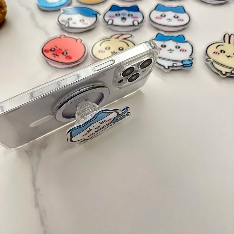 Cute Japan Anime Chiikawa usagi Hachiware For Magsafe Magnetic Phone Grip Tok Stand For iPhone Foldable Wireless Charging Holder