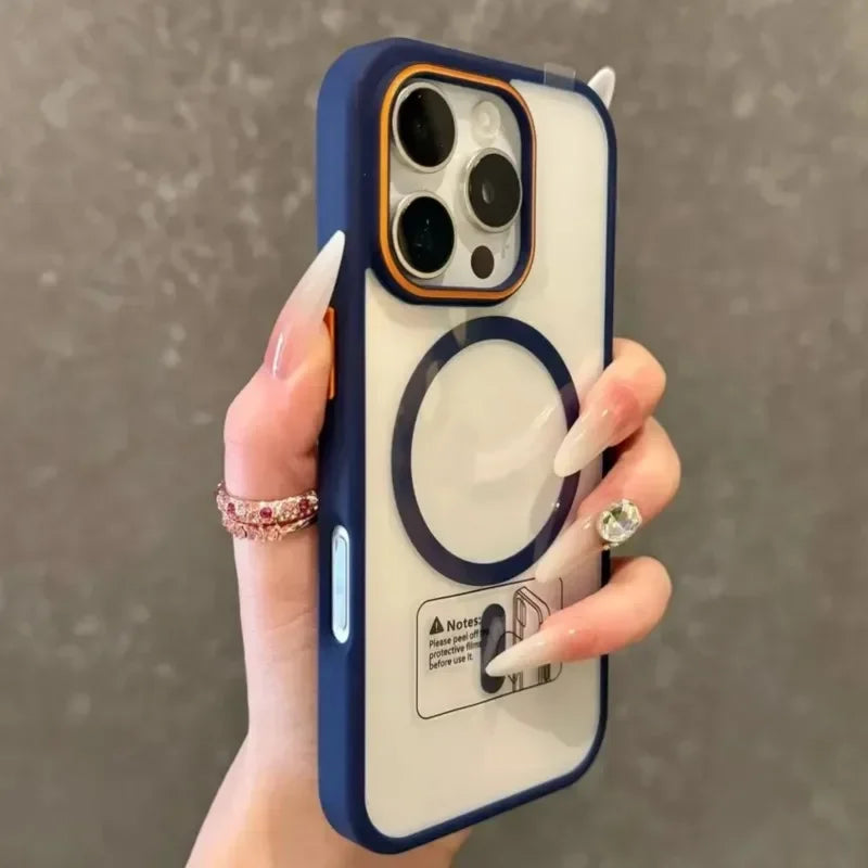 Luxury Transparent Magsasfe Case for iPhone 17 16 15 14 13 12 11 Pro Max Color Bumper Shockproof Magnet Wireless Charge Cover