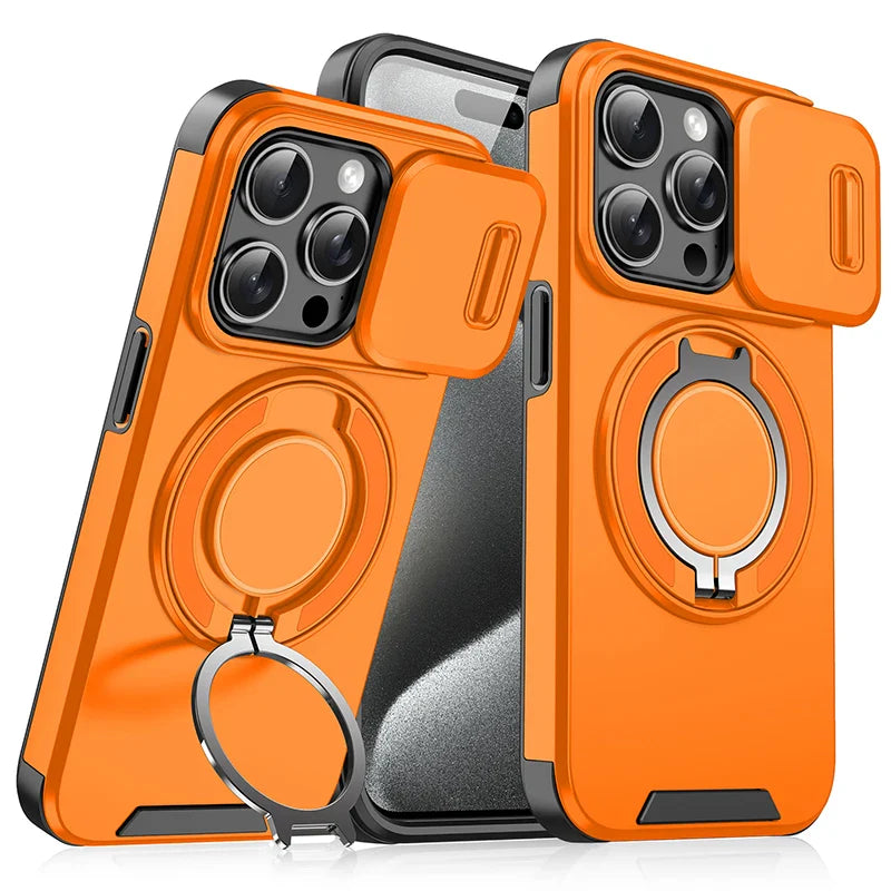 360°Rotating Hidden Metal Ring Car Holder Soft TPU+Hard PC Bumper Phone Case For IPhone 15 Pro Max 13 12 11 14 16 Pro Max Plus