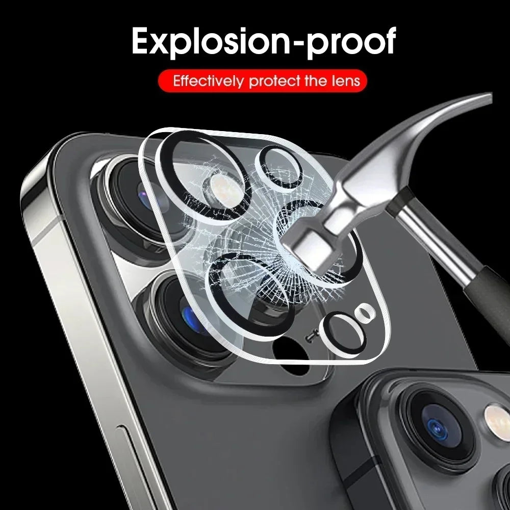 1-5Pcs Tempered Glass for iPhone 16 15 14 13 Pro Max Plus Mini Camera Lens Protector Black Circle Protective Lens Film Cover