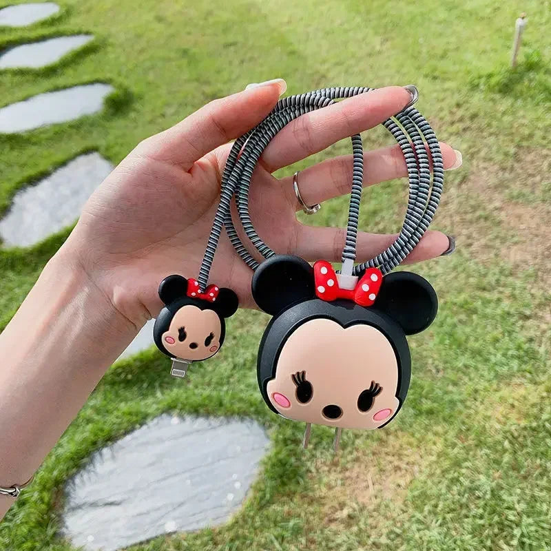 4Pcs/set Cable Protector for iPhone / iPad 18W/20W Charger Protection Cute Cartoon Protector Spring Cable Winder Accessories