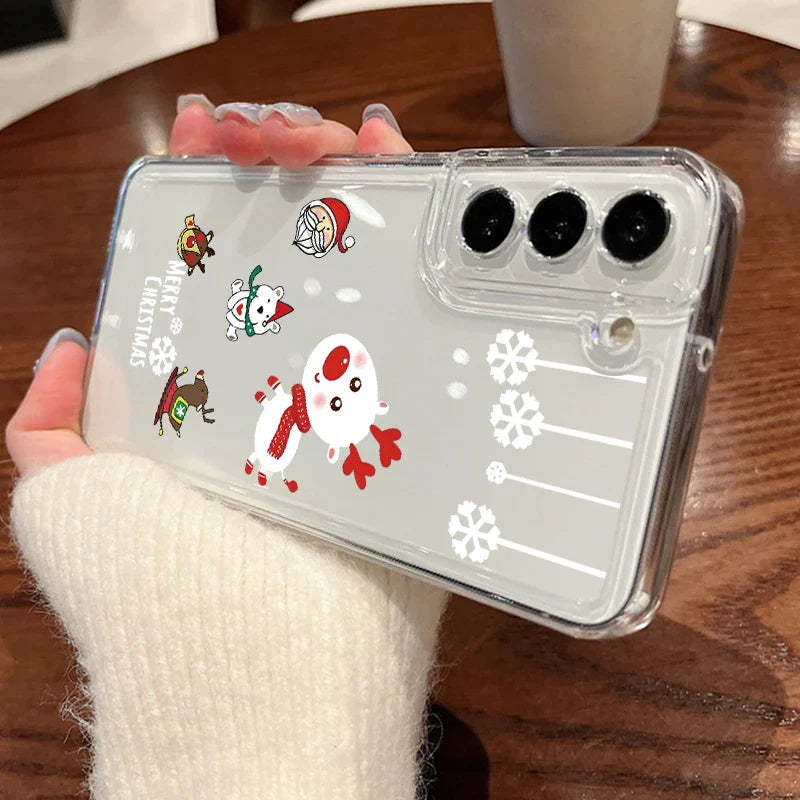 Cartoon Gifts Christmas Case For Samsung Galaxy S25 S24 Ultra S23 S22 Plus S21 FE A15 A16 A17 A26 A35 A36 A54 A55 A56 5G Funda
