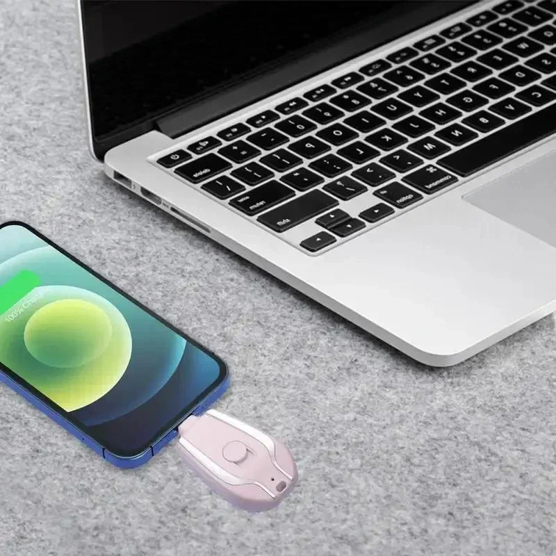 Portable 1500mAh Type C Emergency Charger New Design Keychain Mini Power Bank with 10W Output for Mobile Phones Small Convenient