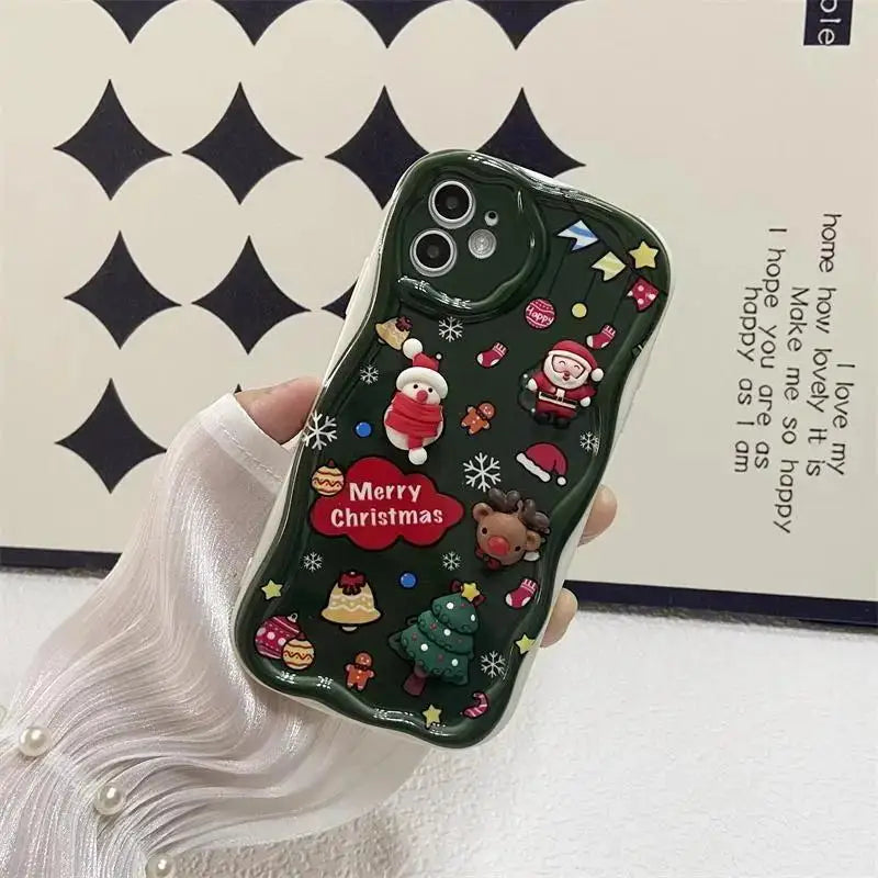 3D Santa Claus Elk Christmas Tree Case For Samsung Galaxy S25 Ultra S24 S23 S22 Plus s24fe A56 A36 A26 A07 A17 A55 A35 Cover