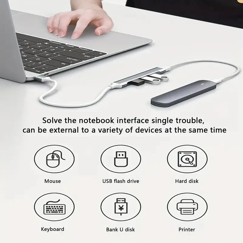 USB HUB 3.0  Extender 4 Port Splitter Adapter OTG Docking Station For Phone Macbook Pro 13 15 Air PC Laptop Computer Hub