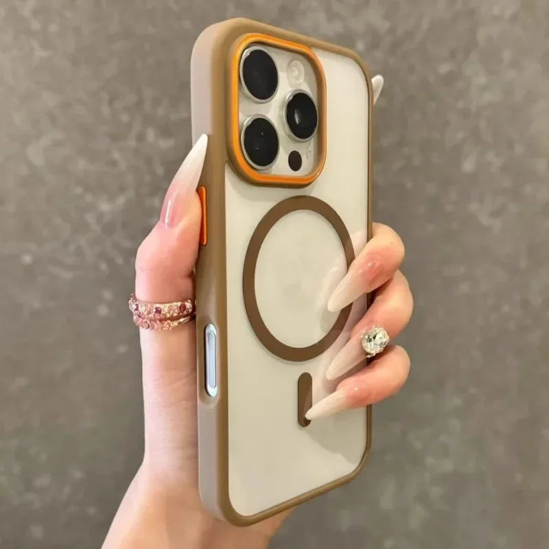 Luxury Transparent Magsasfe Case for iPhone 17 16 15 14 13 12 11 Pro Max Color Bumper Shockproof Magnet Wireless Charge Cover