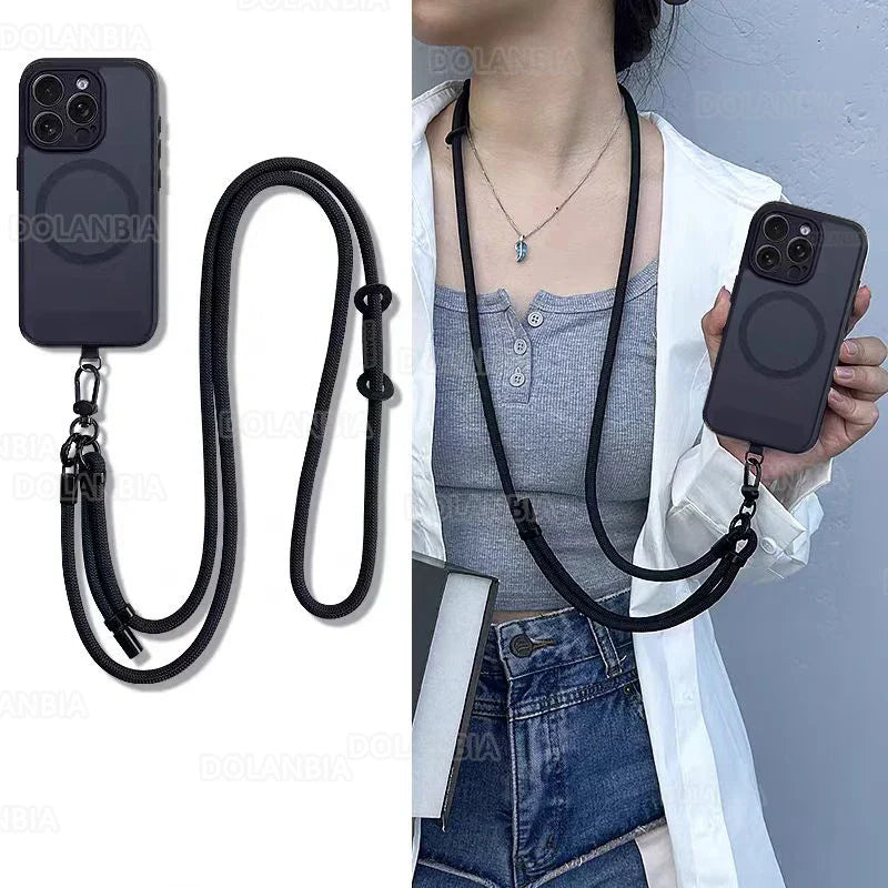 120-150cm Crossbody Phone Lanyard Anti-Loss Adjustable Nylon Strap For Sport Travel Lightweight Durable Cellphone Neck Strap