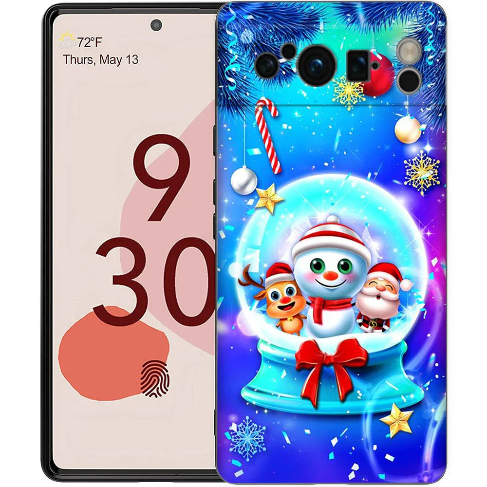 Snow Merry Christmas Phone Case Cover for Google Pixel 8 7 6 7A 6A Pro 5G Shockproof Silicone Soft 9 Pro XL 8 Pro 5G Shell Bags