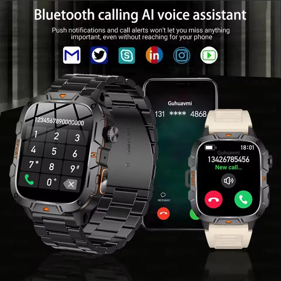 2025 New For Xiaomi Military Grade Smart Watch Men 1.96" AMOLED Screen 5ATM Waterproof Sports Fitness Tracker BT Call Smartwatch