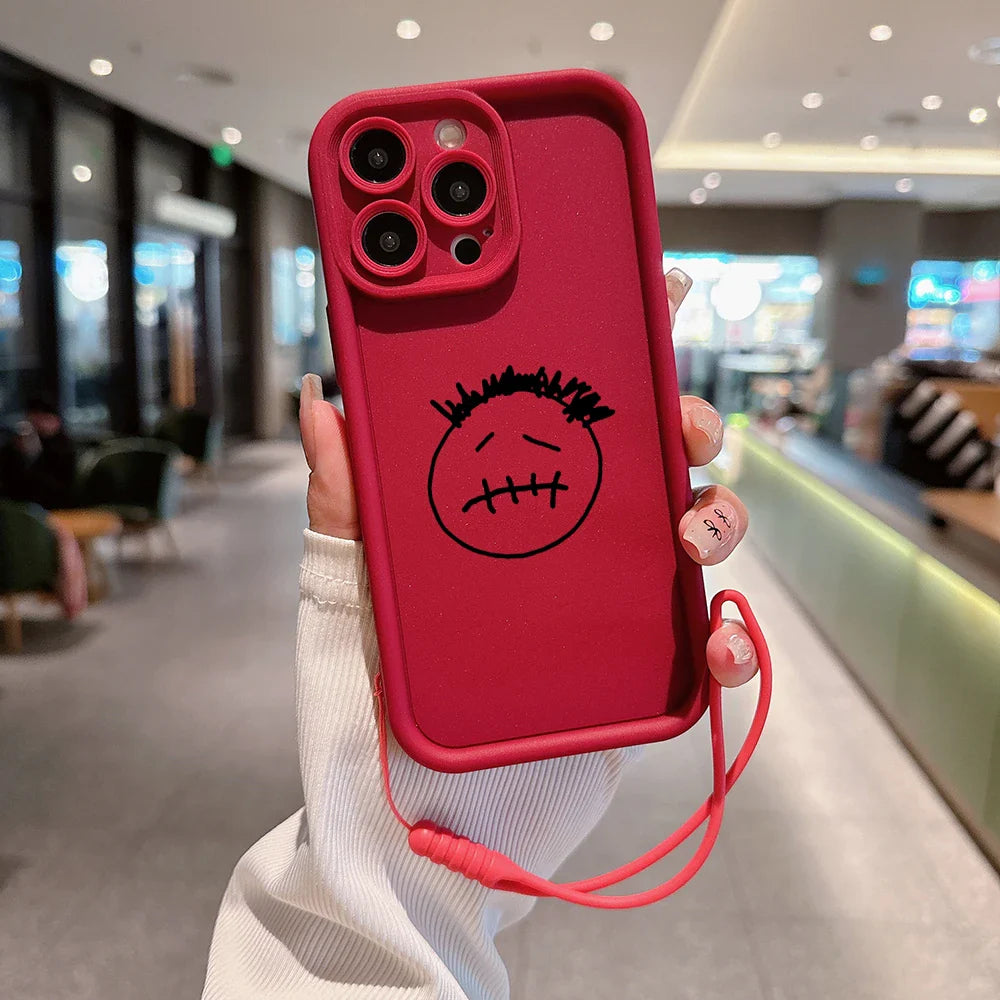 Travis Scott Cactus Jack Phone Case for IPhone 15 14 13 12 11 Pro Max Mini XR XS X 7 8 Plus Soft TPU Back Cover With Hand Strap