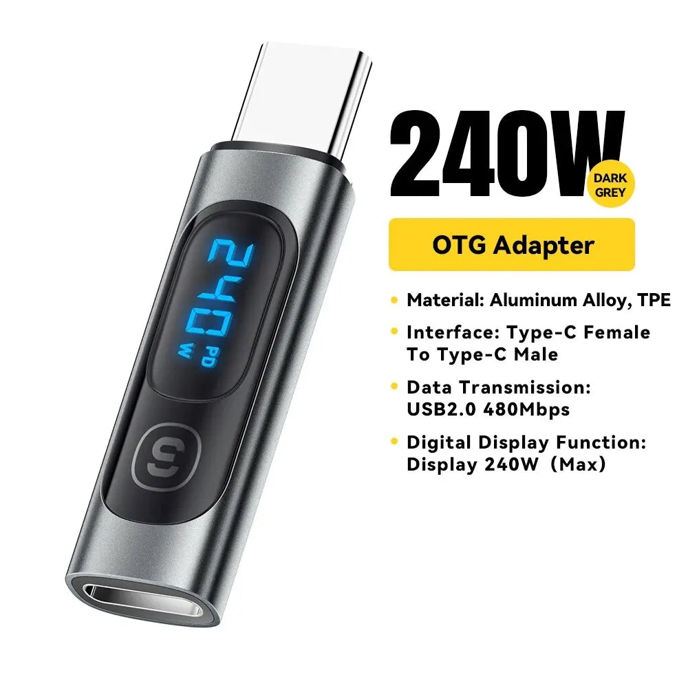 Essager USB 2.0 OTG Adapter 240W Fast Charging USB C To Type C Display Adapter OTG Connector For Samsung Xiaomi Huawei Lenovo